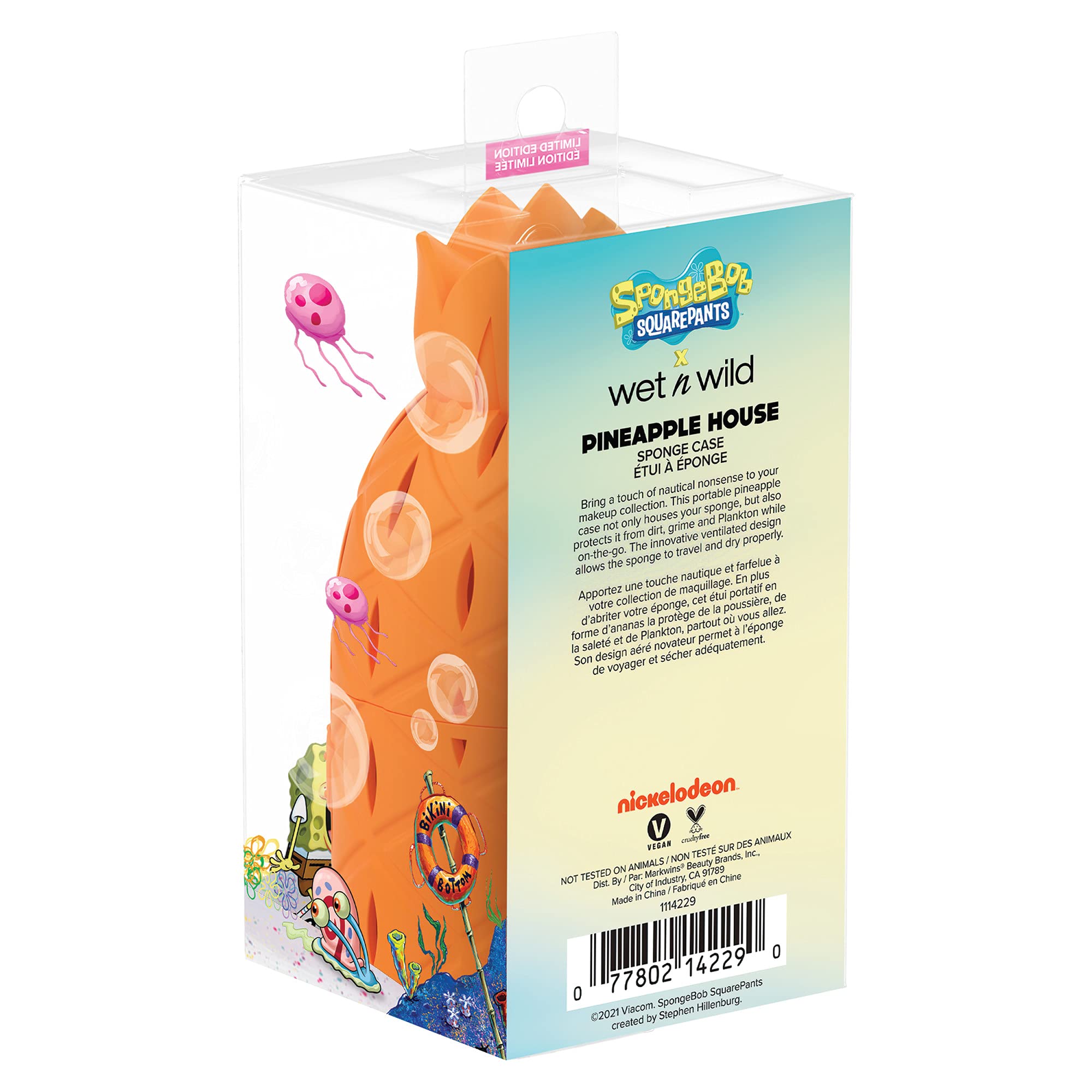 Wet n Wild House Sponge Case Bob Squarepants Makeup Tools Travel (1114229), Pineapple